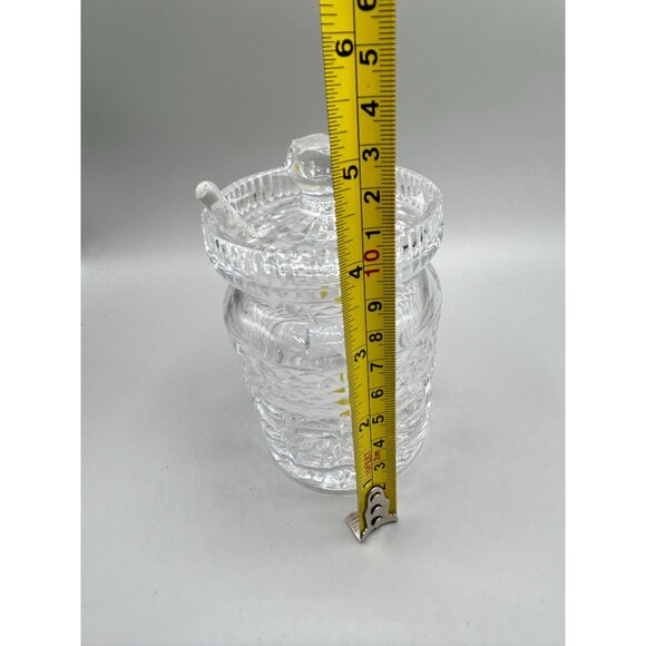 Vintage Waterford Castlemaine Cut Crystal Jam Jar with Spoon Clear Condiment Jar - Picture 9 of 9